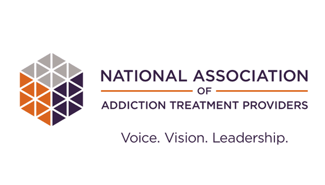 National Association of Addiction Treatment Providers (NAATP) logo featuring a geometric cube design in shades of orange, purple, and gray, accompanied by the text 'Voice. Vision. Leadership.' This logo signifies Key Healthcare’s membership with NAATP, highlighting its commitment to excellence in adolescent addiction recovery and mental health treatment.