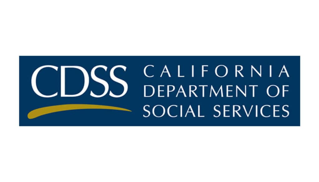 California Department of Social Services (CDSS) logo featuring a navy blue background with white text and a gold curve. This logo represents Key Healthcare's accreditation with CDSS, reflecting its compliance with state standards for adolescent mental health, residential treatment, and social support services.